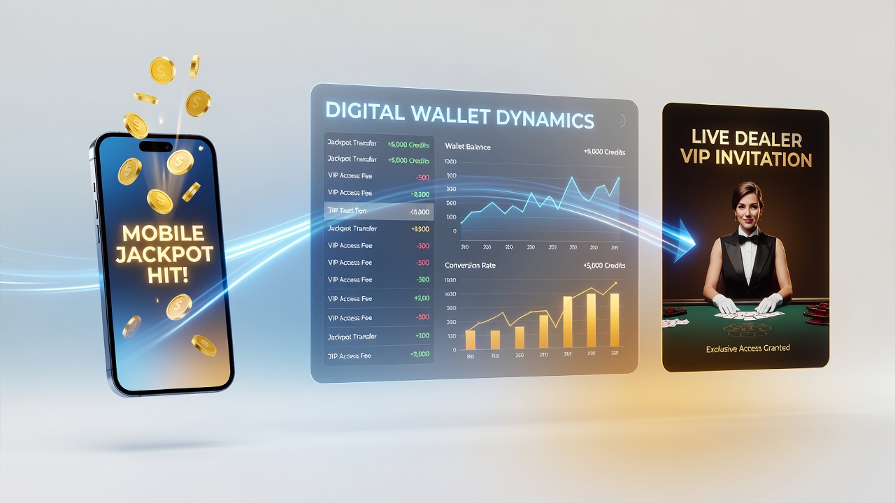 Live dealer table interface on mobile with VIP status indicators and digital wallet balance display