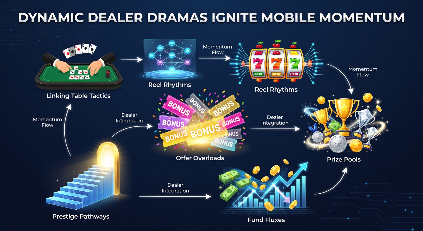 Live dealer at a virtual blackjack table engaging players on mobile devices, with slot reels and bonus icons in the background