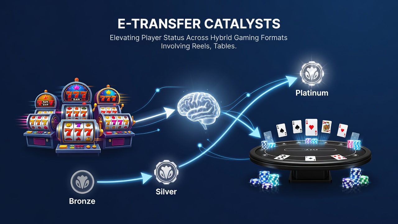 Player dashboard displaying status progression through reels, tables, and live streams powered by instant e-transfers