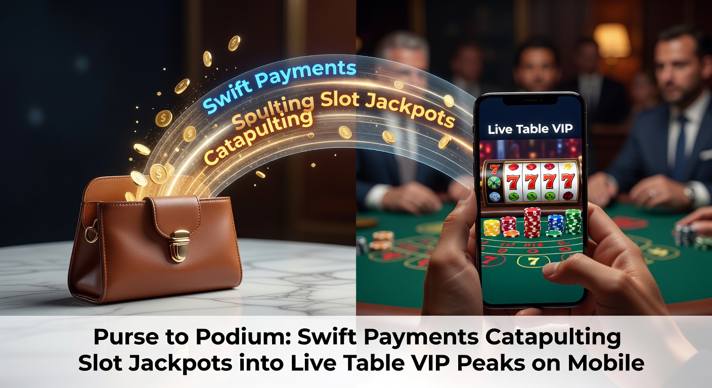 A mobile screen displaying a slot jackpot win transitioning seamlessly to a live blackjack table with VIP badges glowing in the background, symbolizing rapid fund movement in online gaming