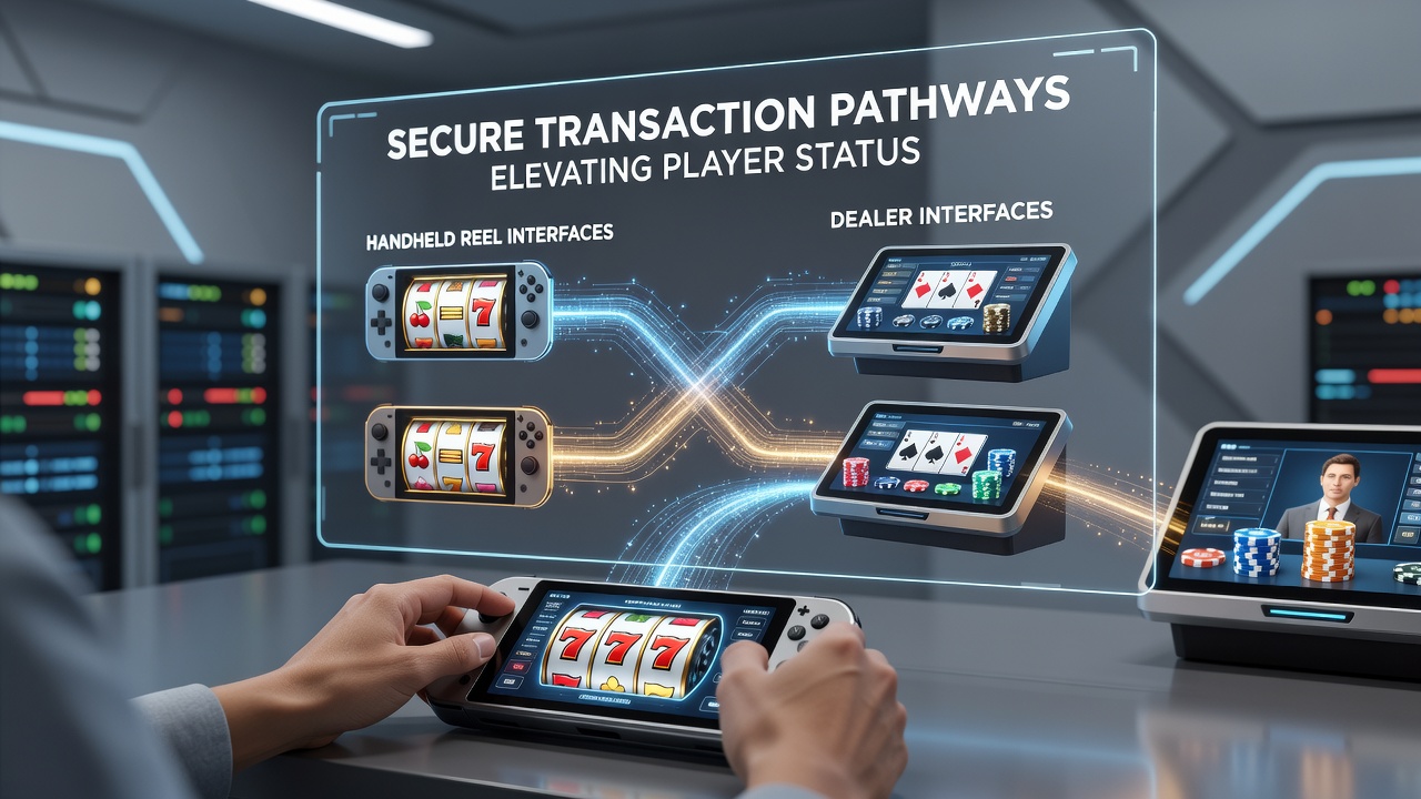 Player status progression shown through secure mobile transactions linking reels and live dealer tables