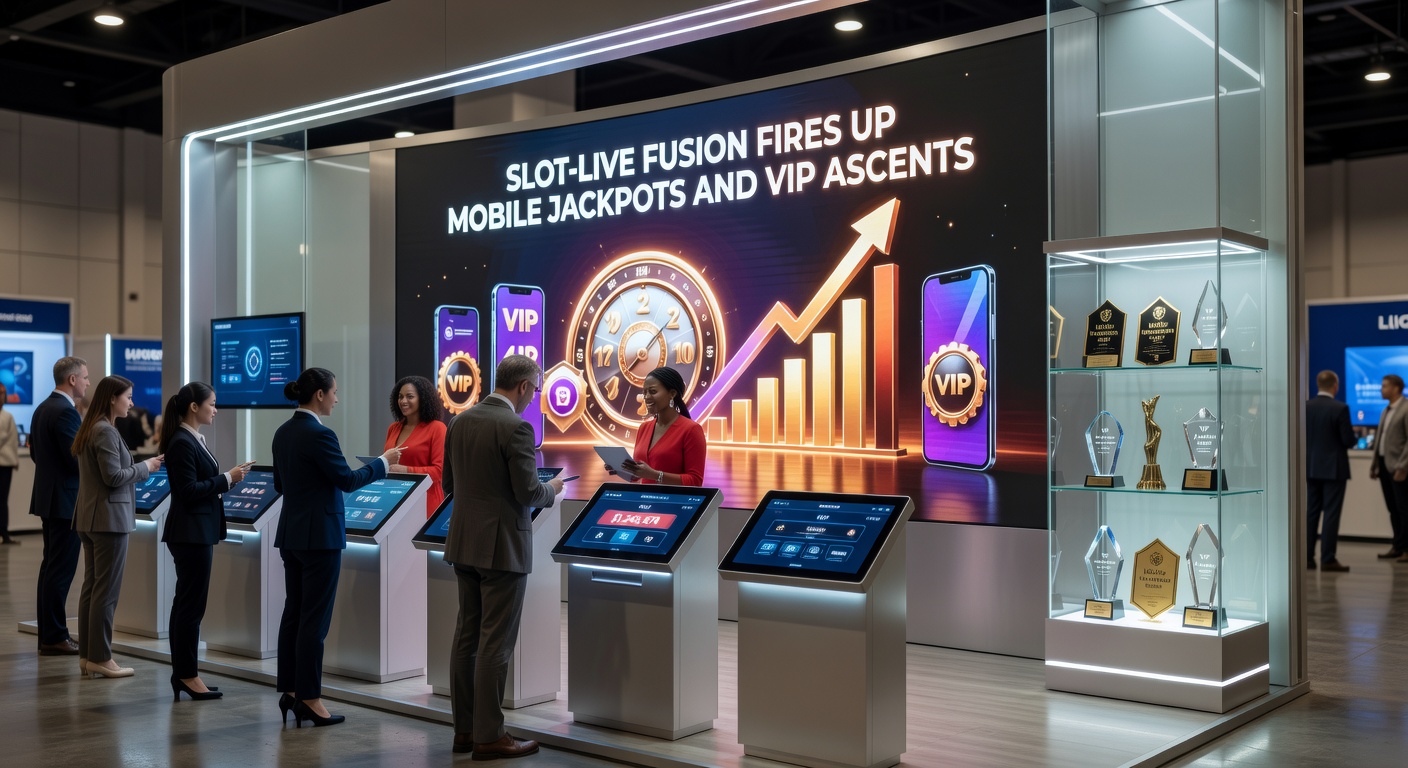 Mobile phone displaying a fused slot-live jackpot progressive bar at maximum, VIP badge glowing beside a live roulette wheel