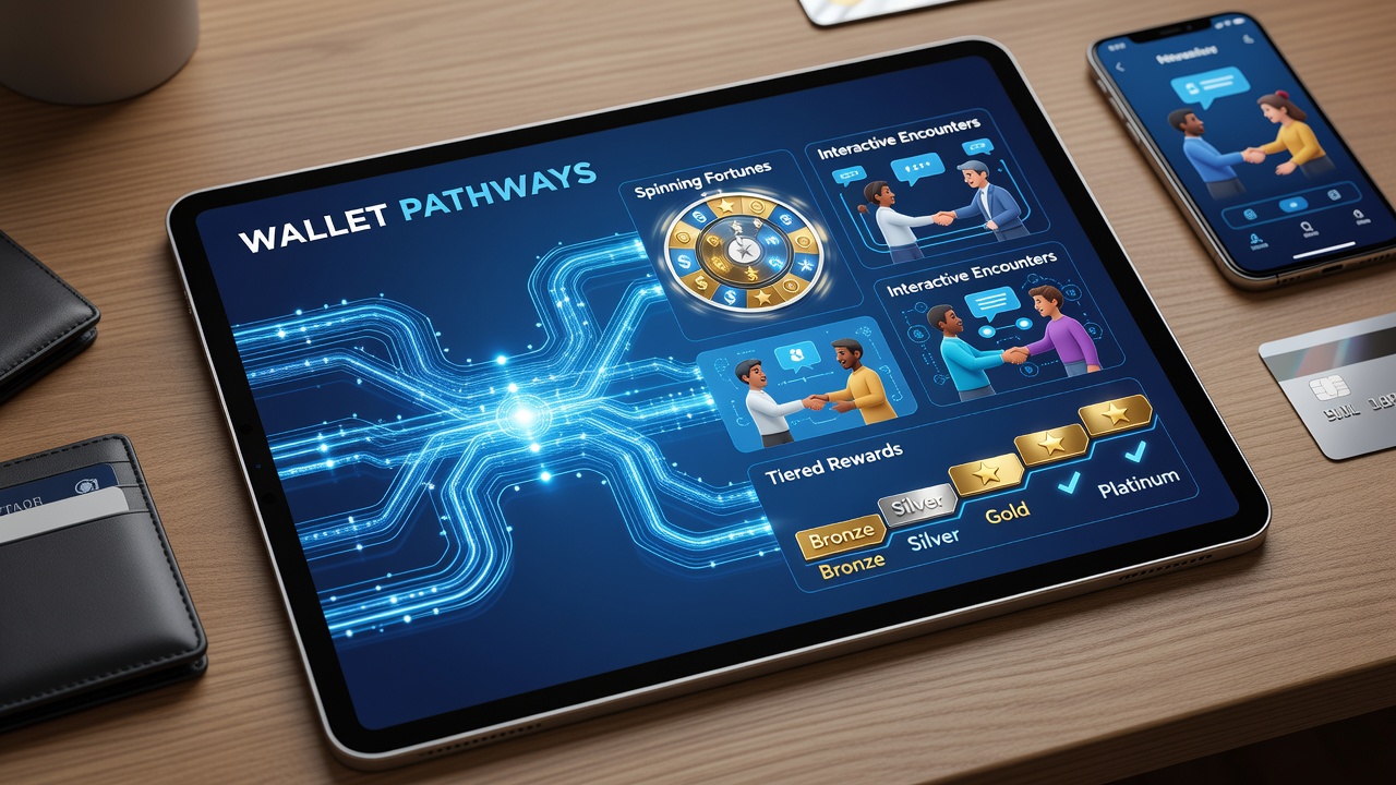 Smartphone screen showing tiered rewards dashboard alongside live dealer and slot game thumbnails