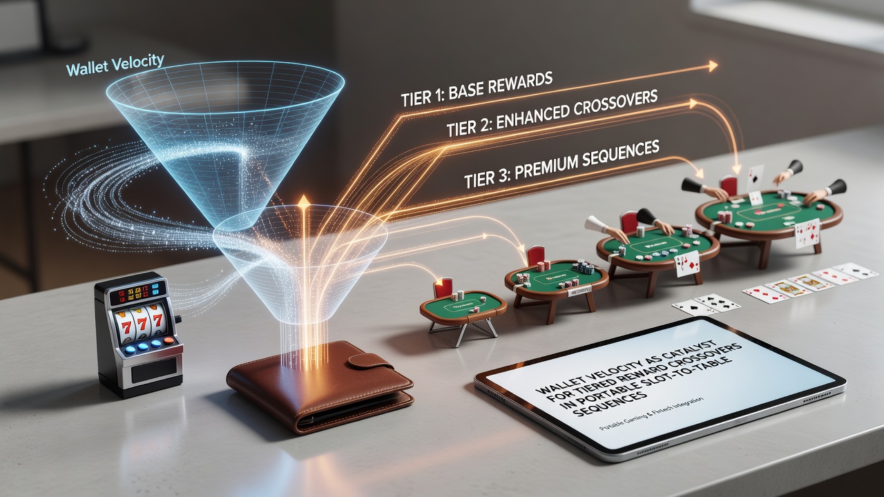 Infographic illustrating wallet velocity metrics connecting slot jackpots to live table VIP tiers on smartphones