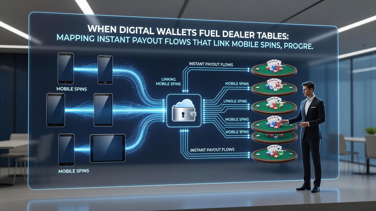 Flow diagram showing instant payout pathways from mobile spins through digital wallets into progressive pools and VIP reward tiers